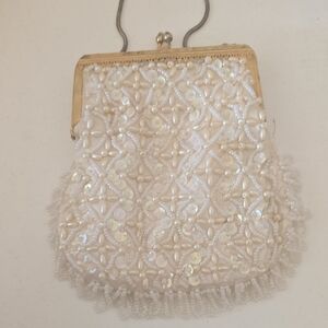 Vintage Beaded Evening Bag – Made in Hong Kong – Pearl & Sequin Clutch